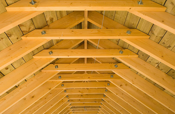 istock Roof beams in attic space 174639796
