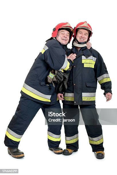 Two Firemen Stock Photo - Download Image Now - Firefighter, Fire Station, Friendship
