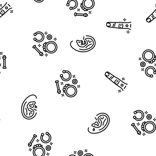 Vector illustration of piercing fashion beauty earring vector seamless pattern