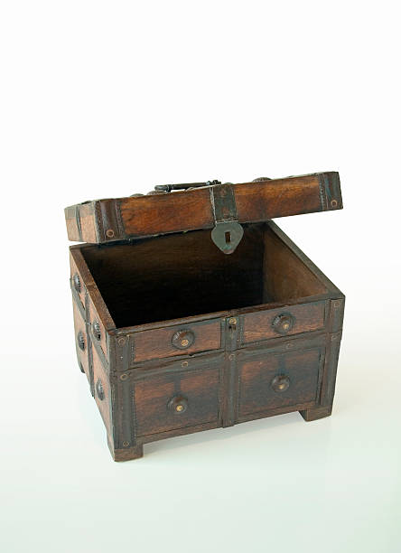 istock Open Jewellery Box or Treasure Chest isolated with Clipping Path 174640856