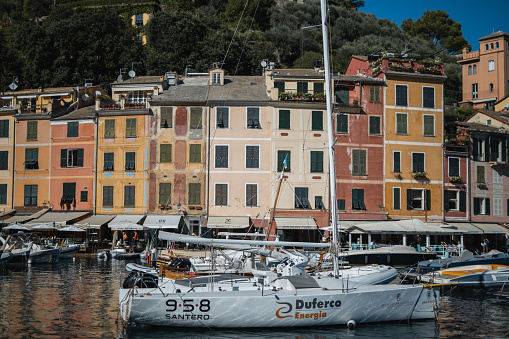 Portofino, Italy - September 25, 2023: Life in sunny Liguria on the Mediterranean coast - an Italian resort with lots of entertainment and breathtaking views