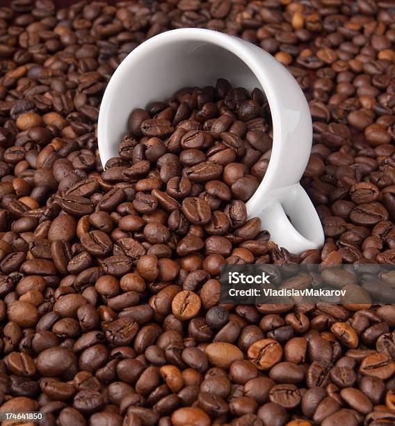 White Cup With Coffee Beans Stock Photo - Download Image Now - Brown, Cafe, Coffee Crop