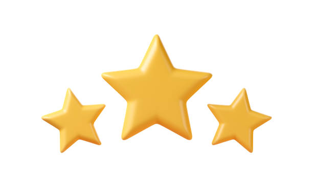 Three yellow stars glossy colors. Achievements for games. Customer rating feedback concept, satisfaction review service, best quality, ranking icon or feedback success sign. Rating star symbol tres estrellas amarillas de colores brillantes. logros para juegos. concepto de retroalimentación de calificación del cliente, servicio de revisión de satisfacción, mejor calidad, ícono de clasificación o signo de éxito de retroalimentación. símbo