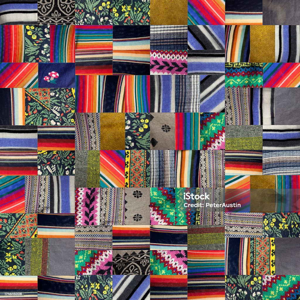 Patchwork Quilt -XXXl Various colourful swatches arranged to produce grungy abstract patchwork quilt.  Patchwork Stock Photo