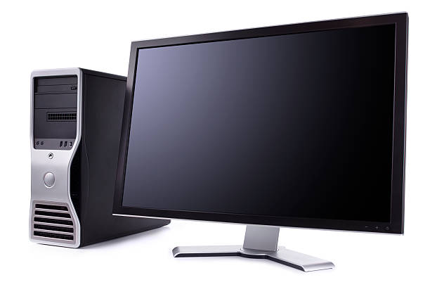 Modern Desktop Computer Includes clipping path for outline and screen. computer case stock pictures, royalty-free photos & images