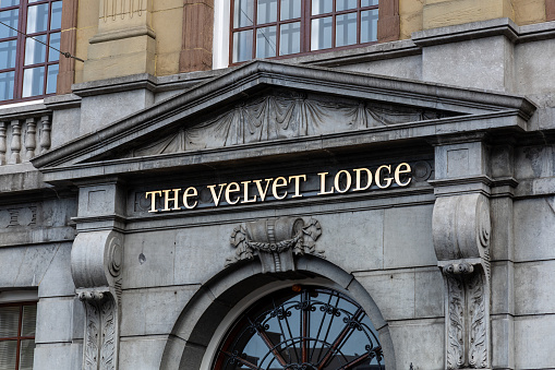 The Hague, the Netherlands. 2 September 2023. the Velvet lodge den Haag logo sign. A historic yet contemporary hotel in the center of The Hague.