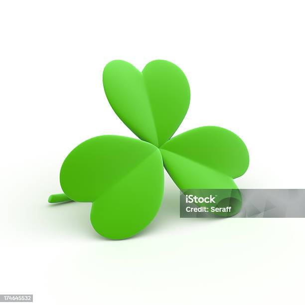 3 Lead Clover Shamrock All Green With White Background Stock Photo - Download Image Now