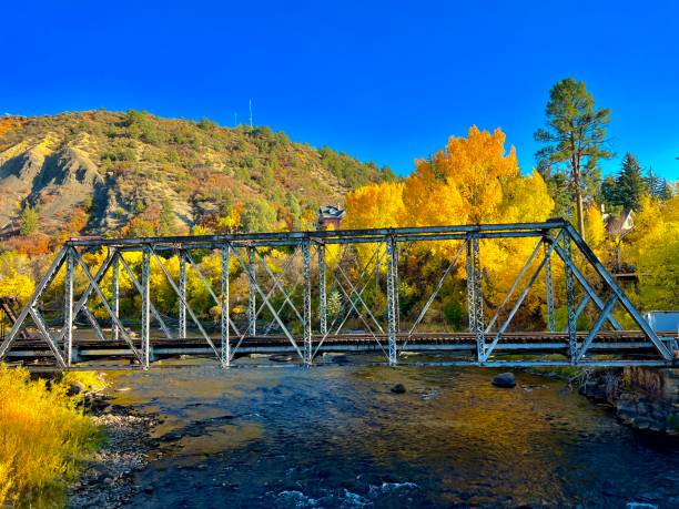 Beautiful Fall Foliage Season, Animas River Bridge ,  Durango, Colorado