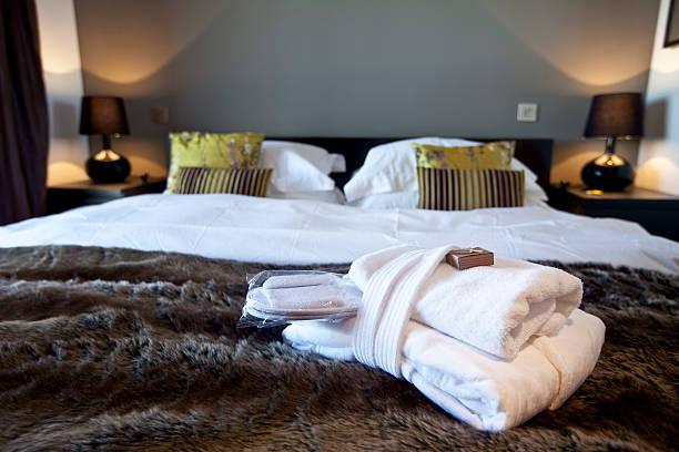 istock modern luxurious hotel bedroom in ski chalet 174646191