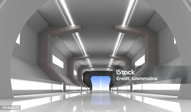 Futuristic Hallway Stock Photo - Download Image Now - Architecture, Backgrounds, Blue