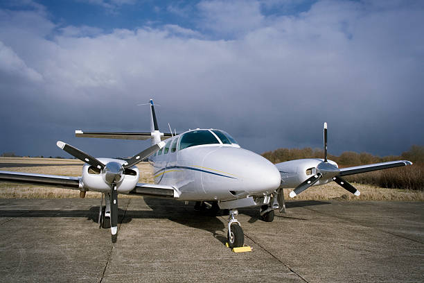 istock Twin engined aircraft on the runway 174646873