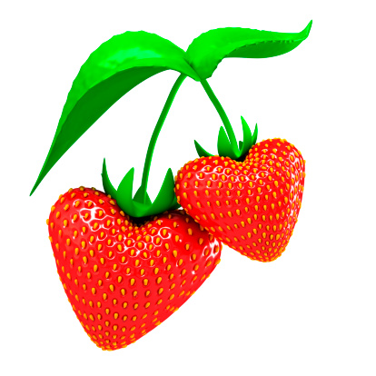 Two strawberry. Valentine's Day 3d illustration