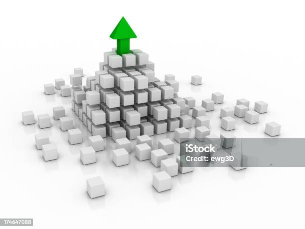 Abstraktecube Und Pfeil Stockfoto und mehr Bilder von Dreidimensional - Dreidimensional, Weiß, Würfel - Geometrische Form