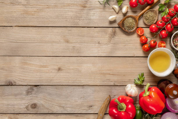 istock Healthy food cooking ingredients background top view 1746471270