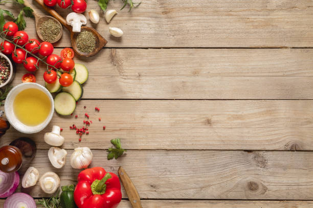 istock Healthy food cooking ingredients background top view 1746472926
