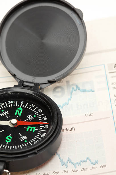 istock Compass and stock market chart 174647438