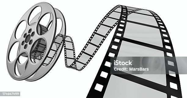 3d Film Coming Out Of Its Reel Stock Photo - Download Image Now - Film Reel, Movie, Film Industry