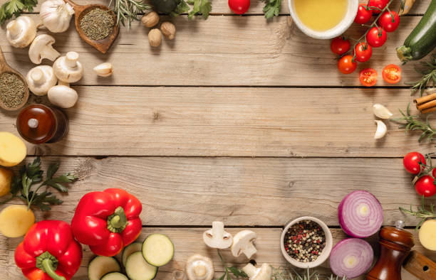 istock Healthy food cooking ingredients background top view 1746475689