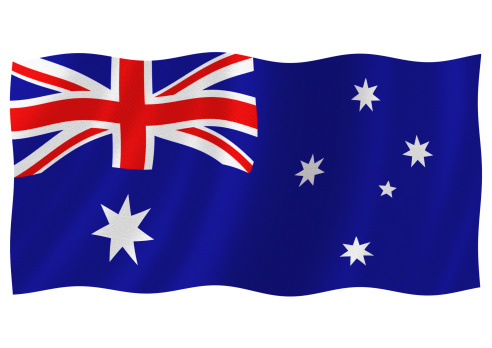 Flag of australia waving with highly detailed textile texture pattern