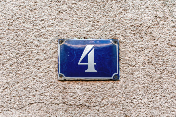 istock House address - number 4 on a blue enamel sign 1746487506