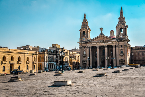 Square In Front Of St. Publius Parish Church In Floriana, Malta