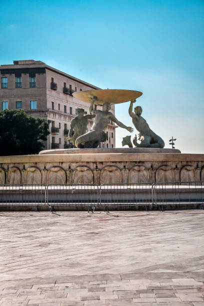 Beautiful Tritons' Fountain In Valletta, Malta. Beautiful Tritons' Fountain In Valletta, Malta. st julians bay stock pictures, royalty-free photos & images