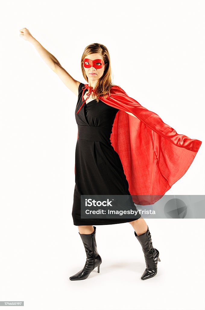 Superhero series Off to save the world! Female superhero in a cape and mask. 20-29 Years Stock Photo