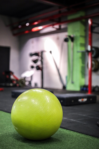 Green Pilates Ball In The Gym