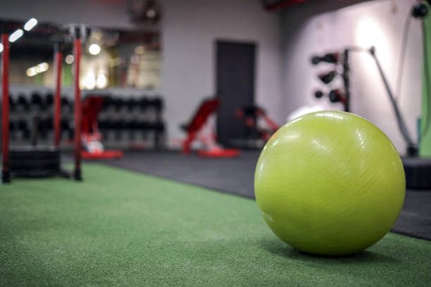 istock Green Pilates Ball In The Gym 1746504323