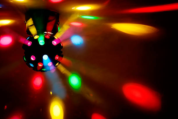 disk Professional disco light ball. High quality image produced in the studio. disco lights stock pictures, royalty-free photos & images