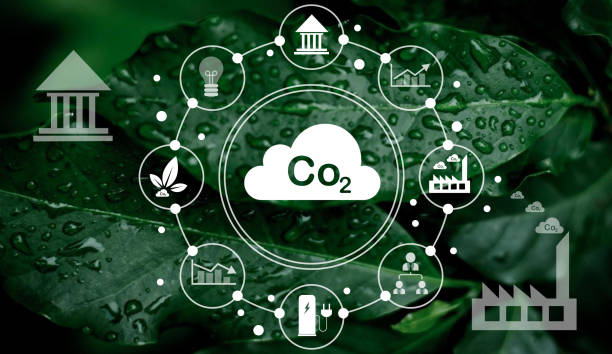 istock Reduce CO2 emission concept. Clean and friendly environment without carbon dioxide emissions.CO2 reducing icon inside magnifier glass for carbon credit to limit global warming from climate change 1746514893