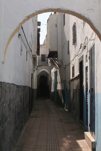 Narrow alley in the old Medina of Rabat. Morocco.