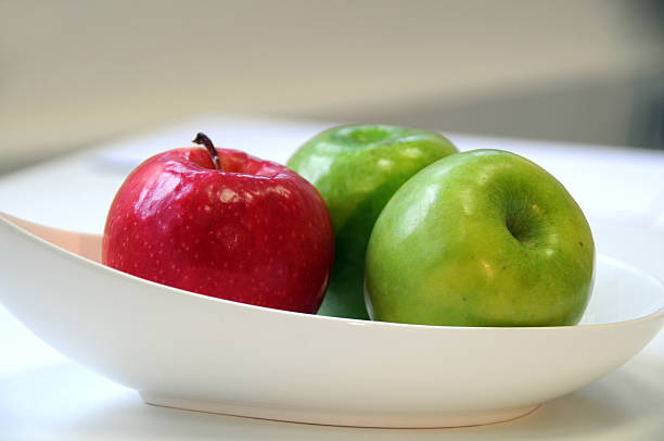 ripe red and green apples stock photo