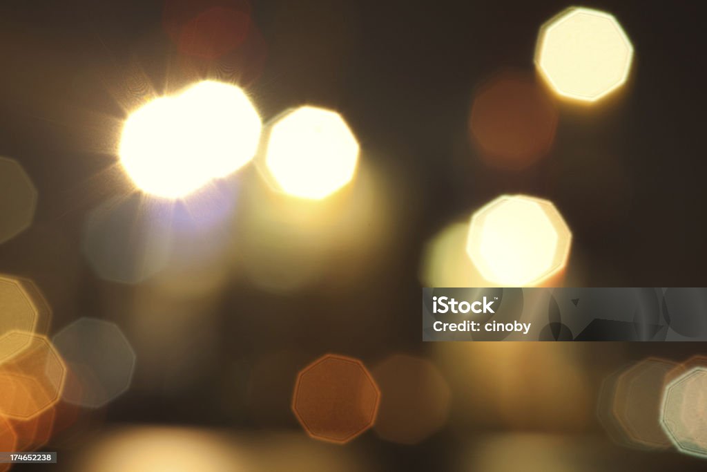 Night Lights Bokeh Street lights that are outside of the Focus Abstract Stock Photo