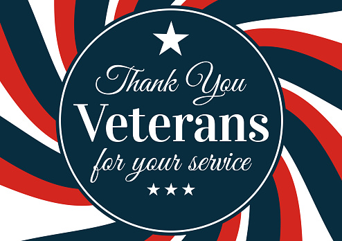 Thank You Veterans For Your Service wallpaper in vintage patriotic color with stylish typography and shapes design