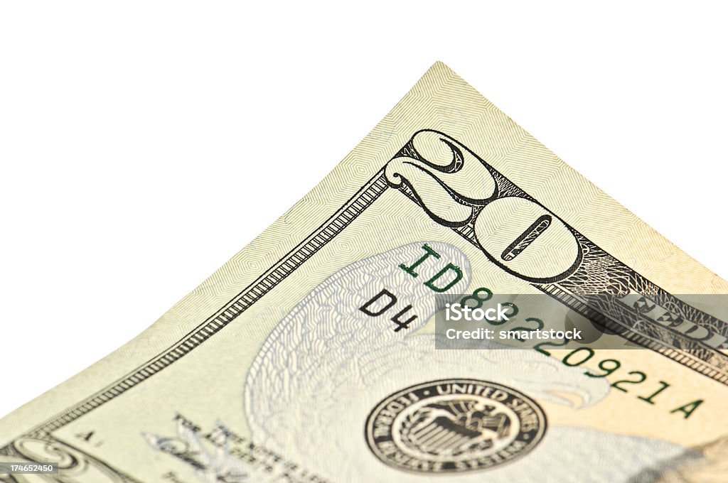 Banconota da venti dollari di dettaglio - Foto stock royalty-free di Numero 20