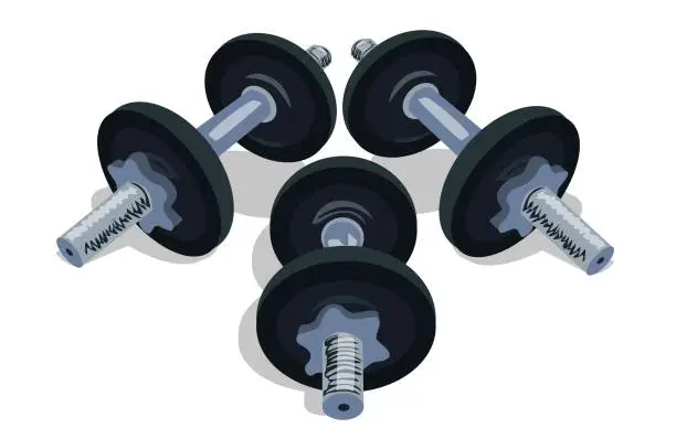 Vector illustration of Three position dumbbells isolated on white background