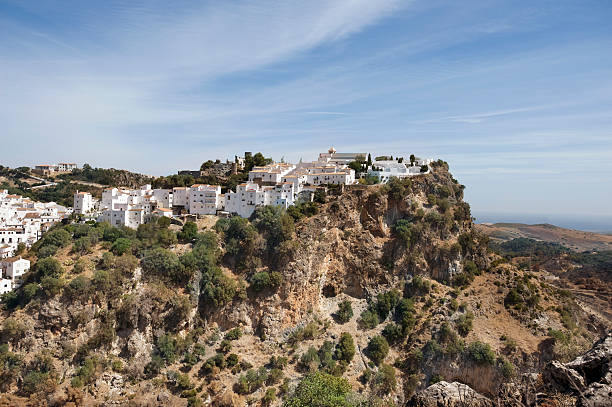 White village of Casares in Andalucia, Spain A view of the white village of Casares near Malaga in Andalucia, Spain. It is built on top of a tall bluff overlooking the countryside. casares photos stock pictures, royalty-free photos & images