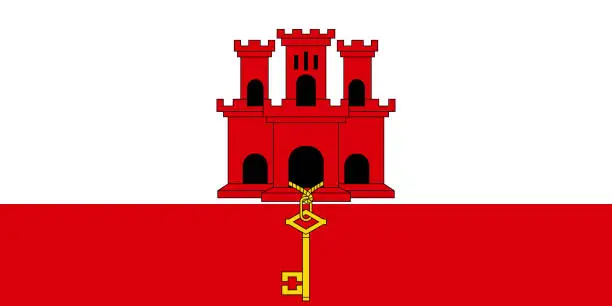 Vector illustration of Flag of Gibraltar. Official colors. Correct proportion