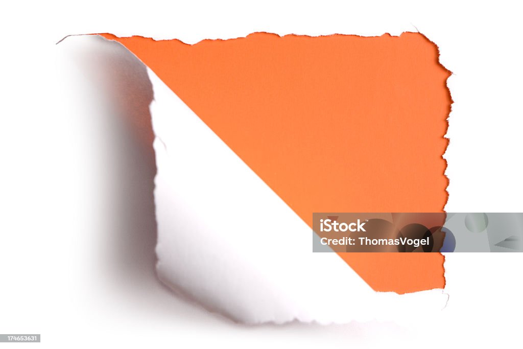 Torn paper frame. Tearing Hole Discovery Inside Rolled Up White torn paper over orange background.Use the selective color tool in Photoshop to change the orange to any other color. Cut Or Torn Paper Stock Photo