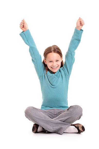 ten years old girl isolated on white