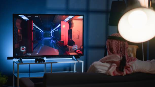 istock Man seeing videogame gameplay footage 1746548229