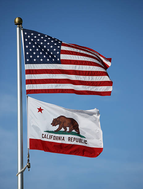 istock American and California Flags 174655002
