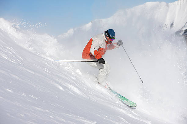azione da sci - skiing powder snow snow telluride foto e immagini stock