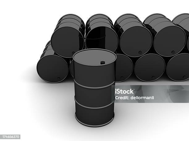 Black Oil Barrels Stock Photo - Download Image Now - Barrel, Black Color, Container