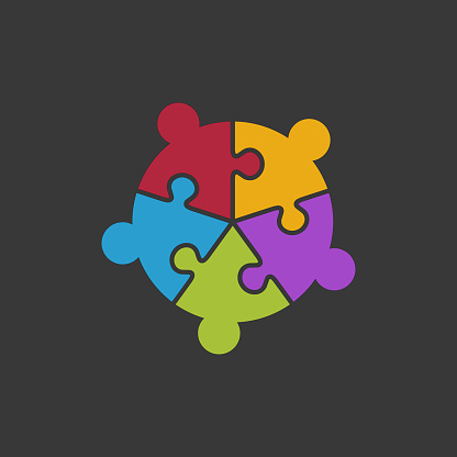 istock Unity in Diversity: Five Abstract People Forming a Harmonious Jigsaw Circle 1746564106