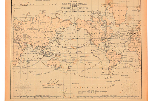 1800's ancient map of the world.