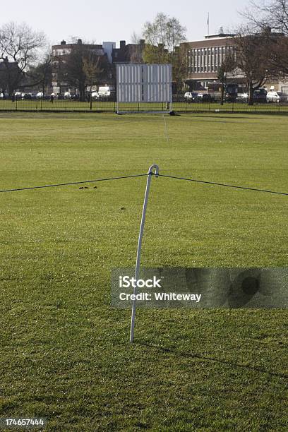 Cricket Sightscreen And Pitch Roped Off With Plastic Binder Twine Stock Photo - Download Image Now