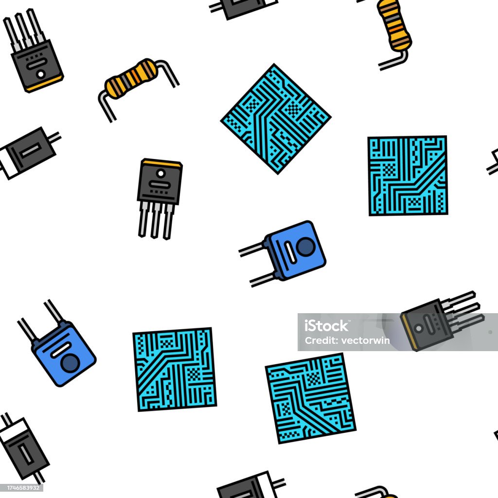Electrical Engineering Patterns Electrical Engineer Industry Work Vector Seamless Pattern Stock ...
