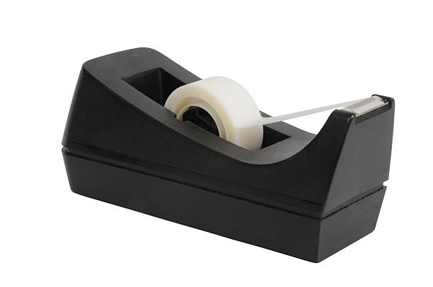 Black scotch tape dispenser (path included) stock photo